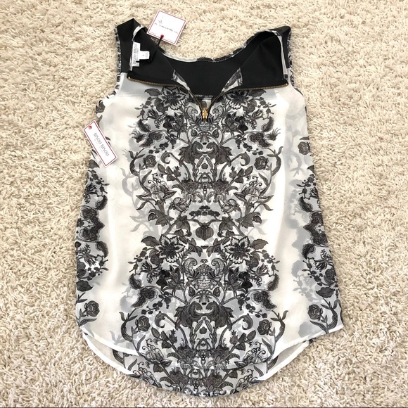 Bisou Black and White Sheer Sleeveless Tunic Top - Picture 7 of 8
